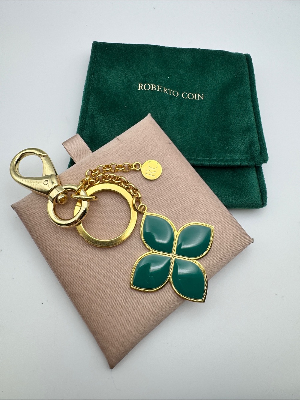 Roberto Coin Green Enamel Keychain or Bag Charm